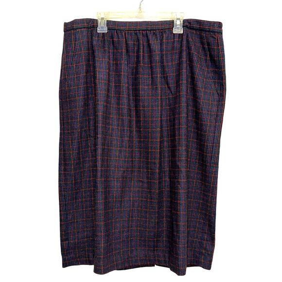 Vintage Joan Leslie Wool Blend Multivolored Houndstooth Long Skirt - Picture 1 of 7